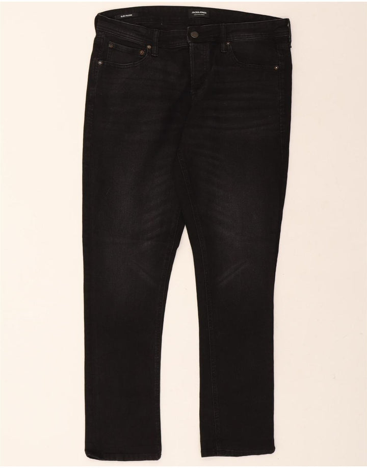 JACK & JONES Mens GLENN Slim Jeans W36 L32 Black Cotton Vintage Jack & Jones and Second-Hand Jack & Jones from Messina Hembry 