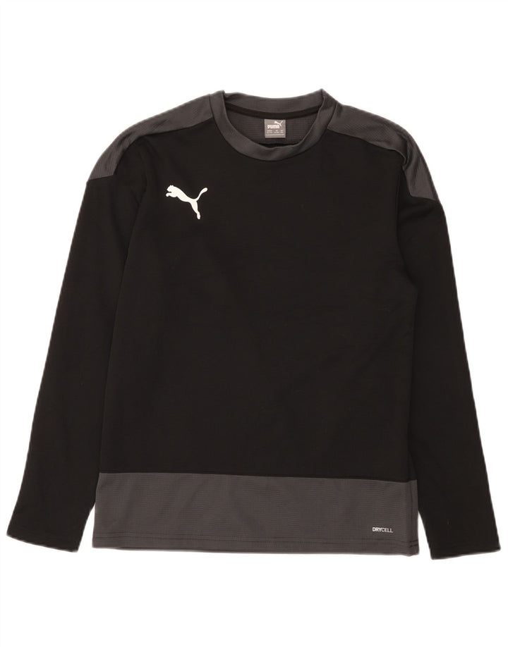 Puma Langarmshirt für Jungen, 13–14 Jahre, schwarzes Colourblock-Polyester