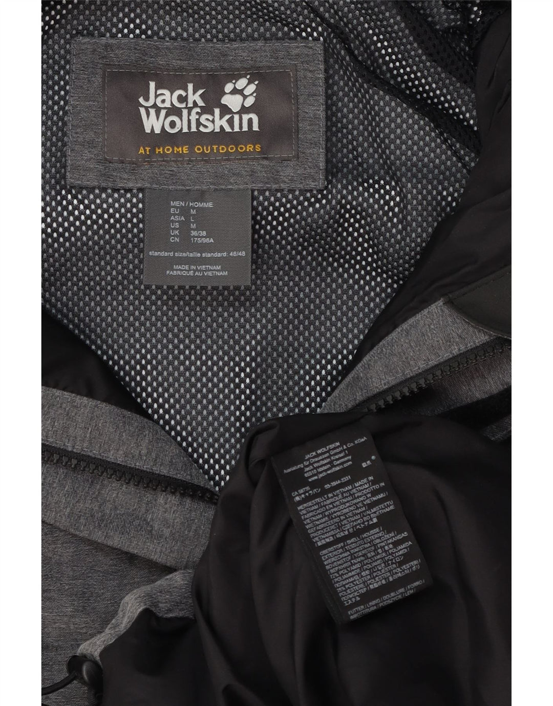 Jack Wolfskin Herren-Regenjacke mit Kapuze, UK 36/38, mittelgraues Polyamid
