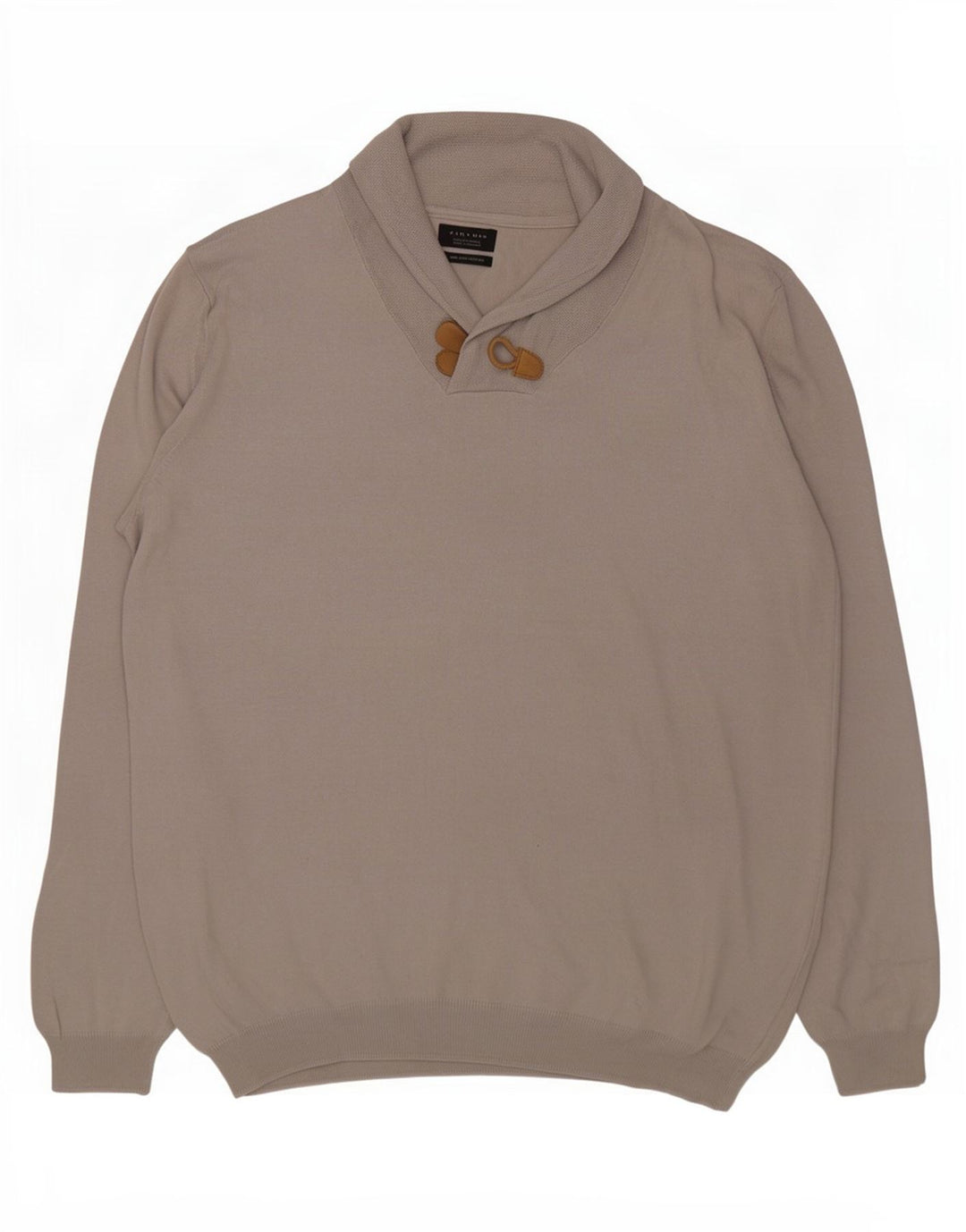 Zara Herren-Pullover mit Schalkragen, groß, graue Baumwolle