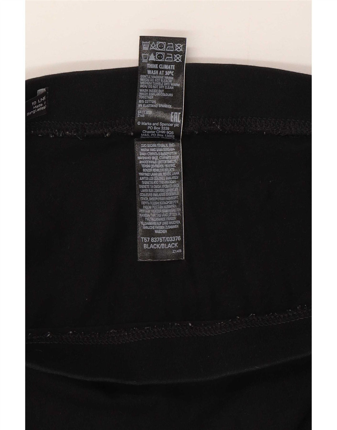 Marks & Spencer Damen Leggings UK 10 Small Schwarz Baumwolle