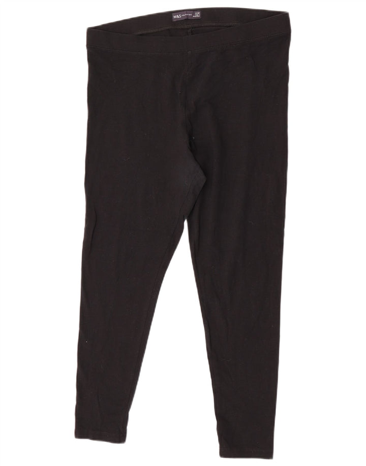 MARKS & SPENCER Damen-Leggings, UK 14, Größe L, schwarze Baumwolle