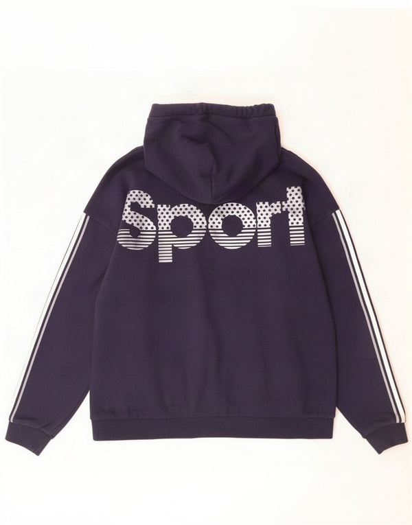 Superdry Graphic Hoodie-Pullover für Damen, UK 12, mittelmarineblaue Baumwolle