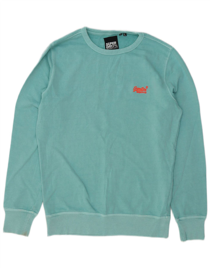 Superdry Herren-Sweatshirt-Pullover, große türkisfarbene Baumwolle