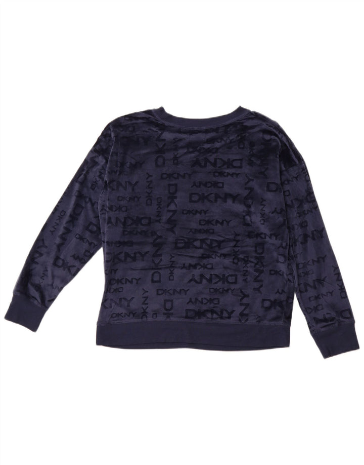 DKNY Damen-Fleecepullover mit Grafik, UK 14, mittelmarineblau, Polyester