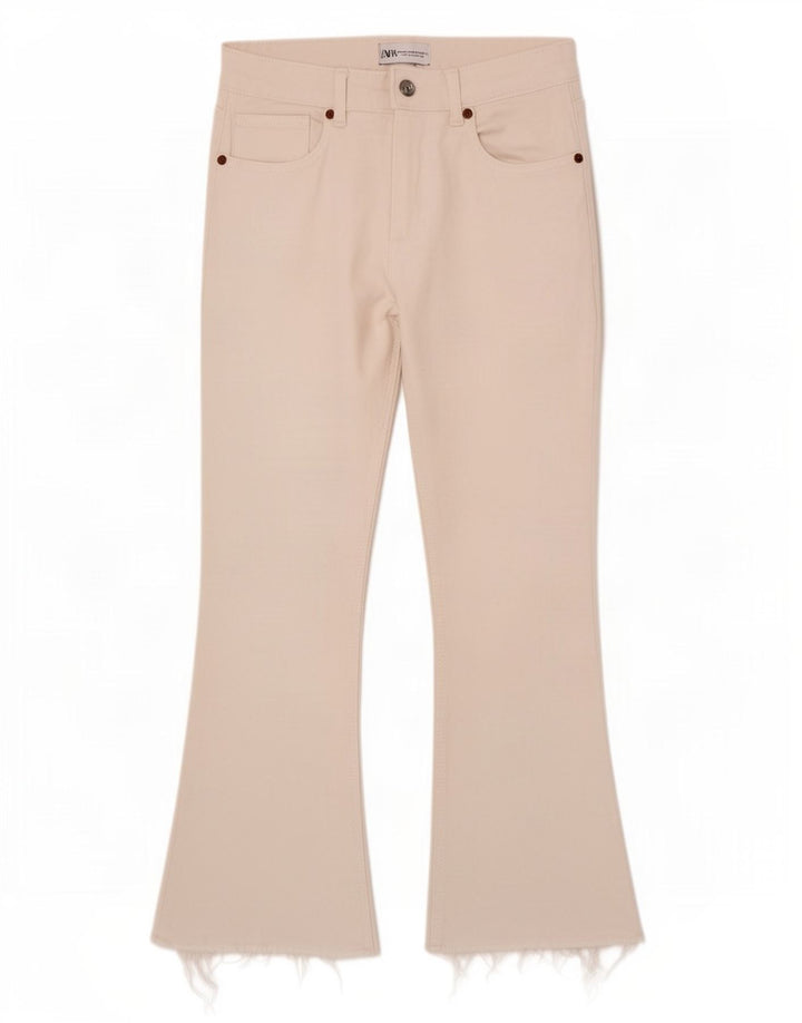 Zara Damen Crop Bootcut Jeans EU 40 Medium W30 L25 Weiß