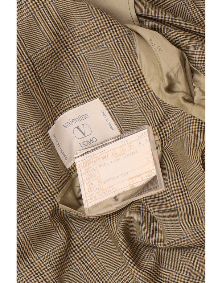 Valentino Herren 2-Knopf-Blazerjacke IT 56 3XL Beige Hahnentrittmuster