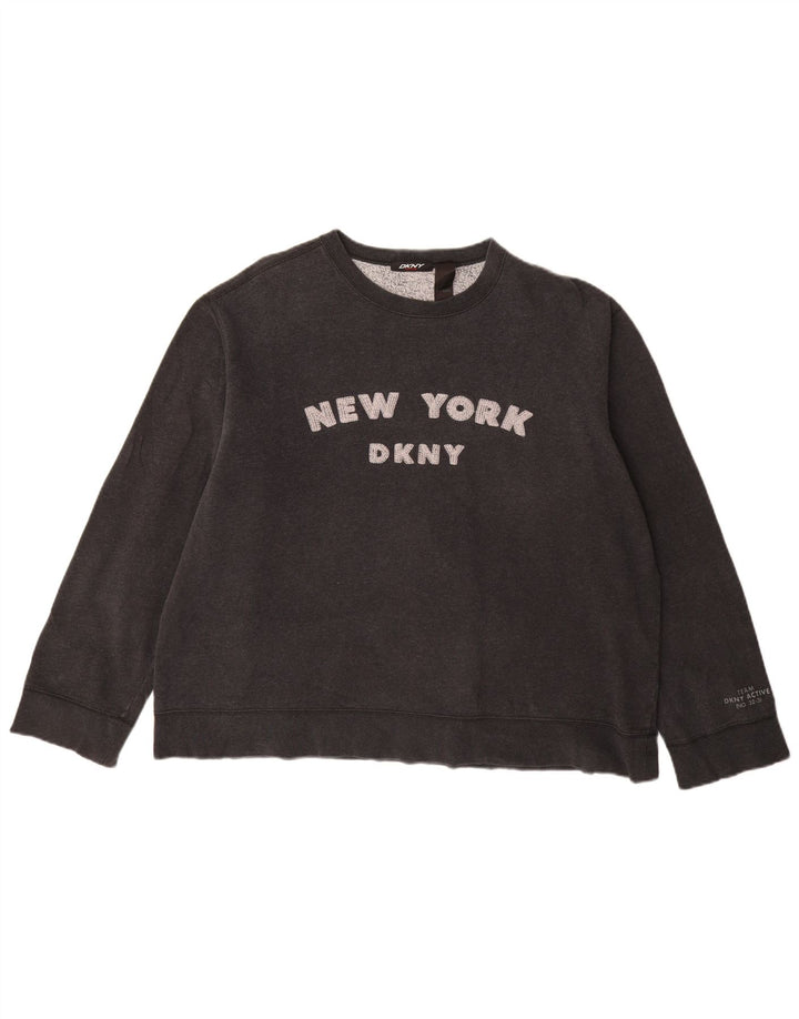 DKNY Womens Graphic Sweatshirt Pullover UK 18 XL Schwarz Baumwolle