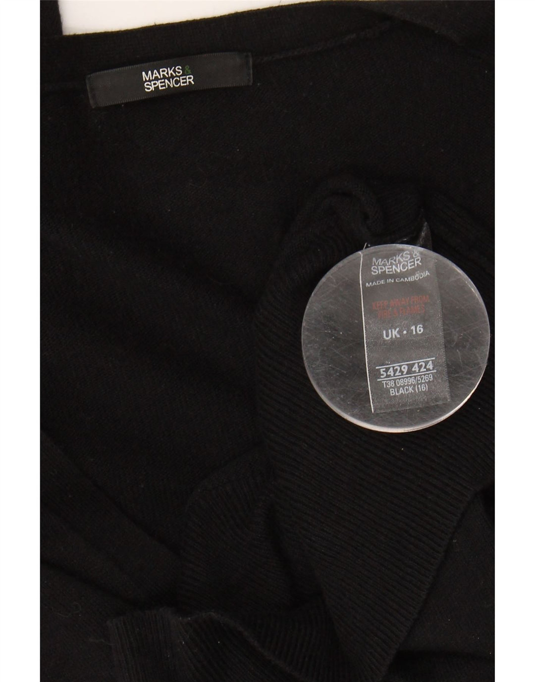 MARKS & SPENCER Womens Longline Cardigan Sweater UK 16 Large  Black Vintage Marks & Spencer and Second-Hand Marks & Spencer from Messina Hembry 