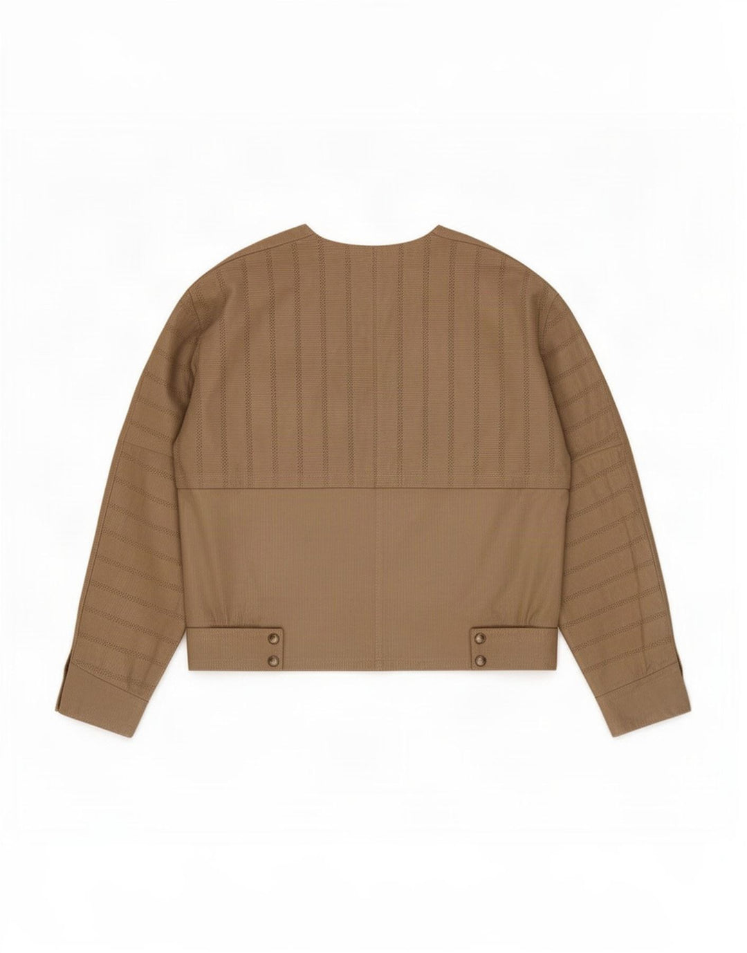 Mabrun Damen Wildlederjacke IT 44 Mittelbeige gestreiftes Leder