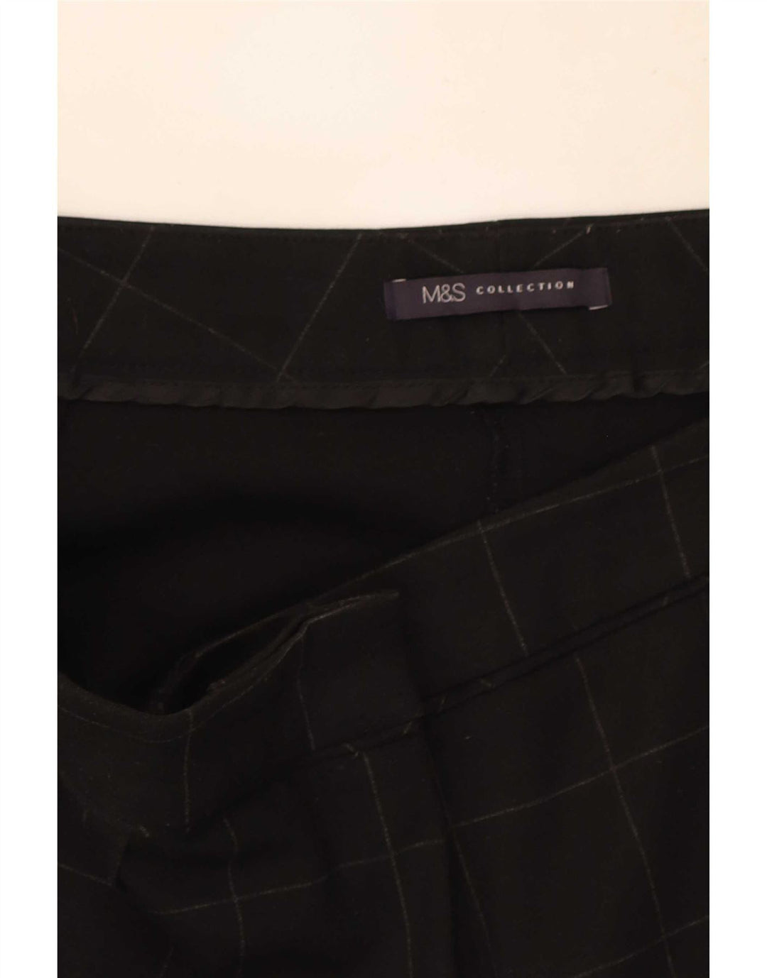 Marks & Spencer Damen Slim Freizeithose W34 L29 Schwarz kariert