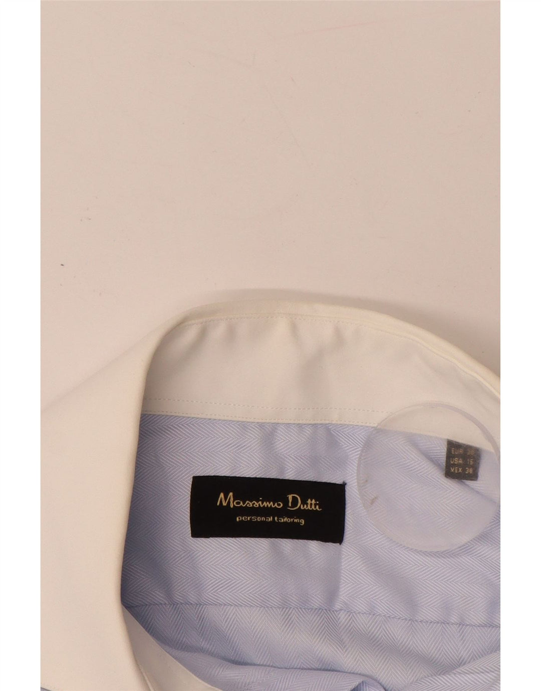 Massimo Dutti Herrenhemd Größe 38 15 Mittelblaues Fischgrätenmuster