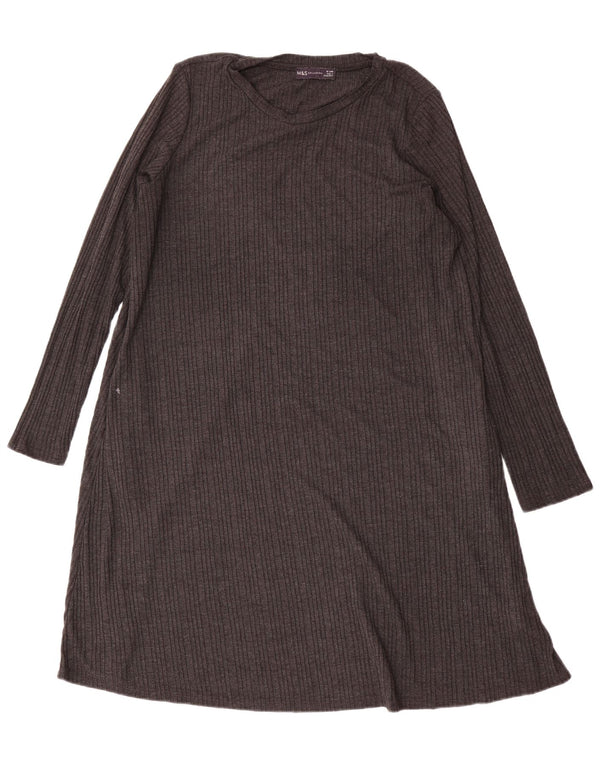 Marks & Spencer Damen Langarm-Pulloverkleid UK 18 XL Grau Polyester