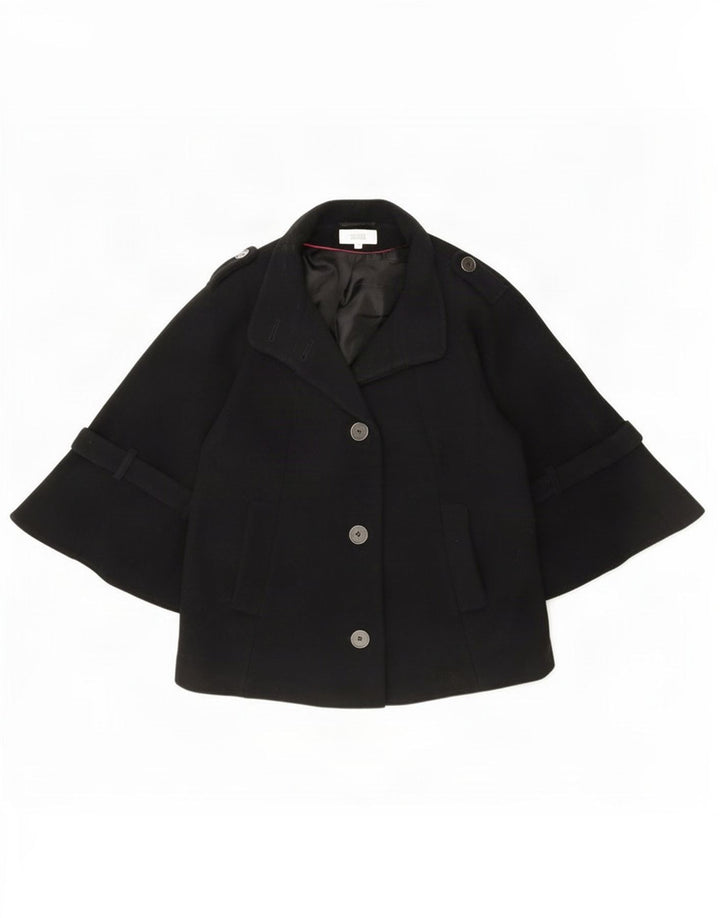 Marks & Spencer Damen-Bomberjacke mit 3/4-Ärmeln, UK 14, Größe L, Schwarz, Schurwolle
