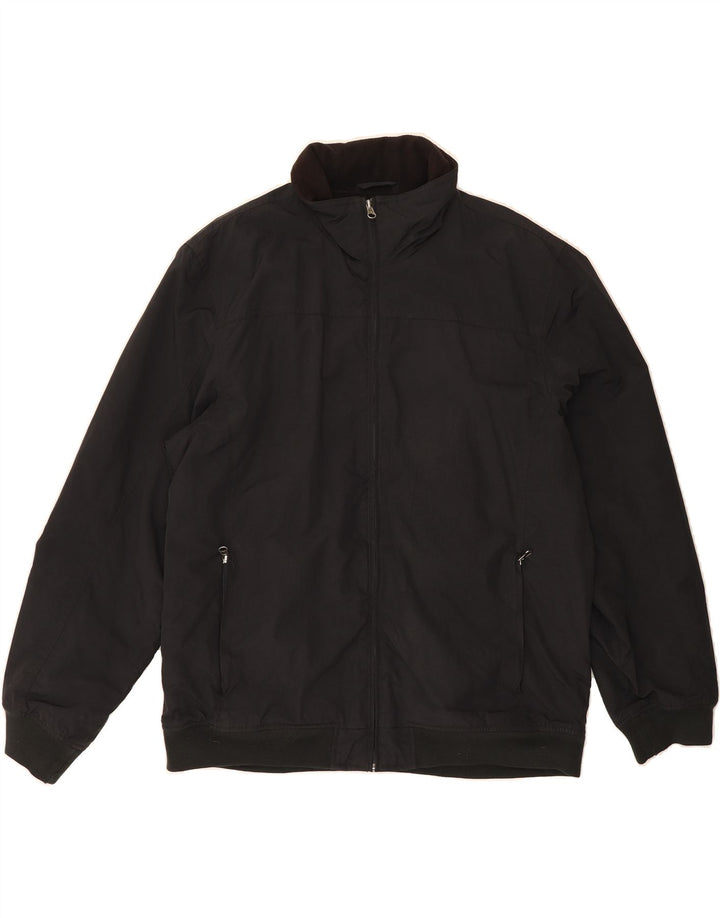 VINTAGE Mens Bomber Jacket UK 40 Large Black Nylon Vintage Vintage and Second-Hand Vintage from Messina Hembry 