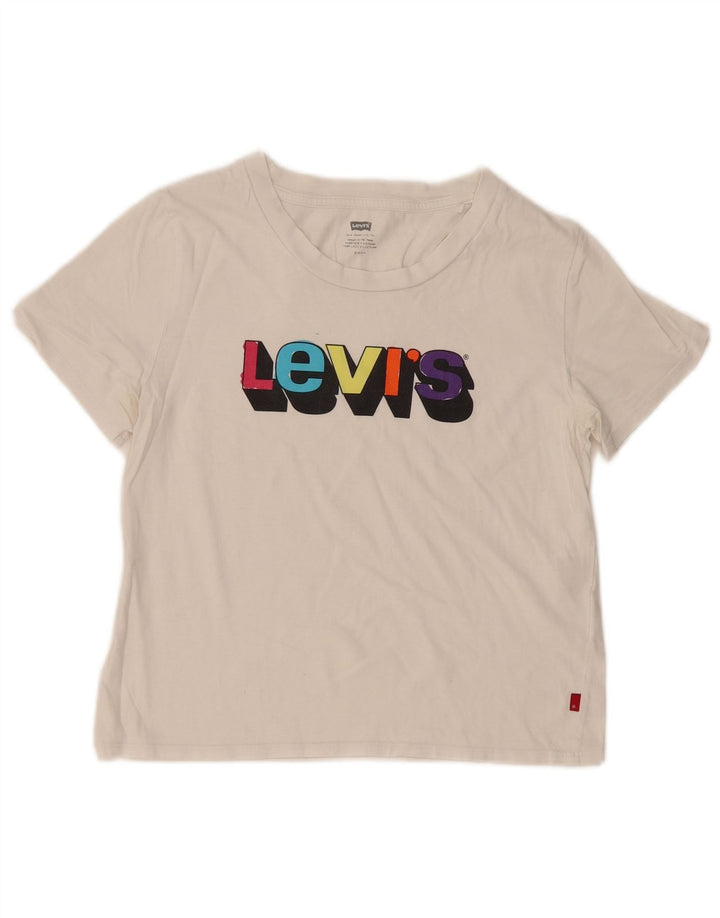 Levi's Damen-T-Shirt mit Grafik, UK 10, Größe S, Weiß