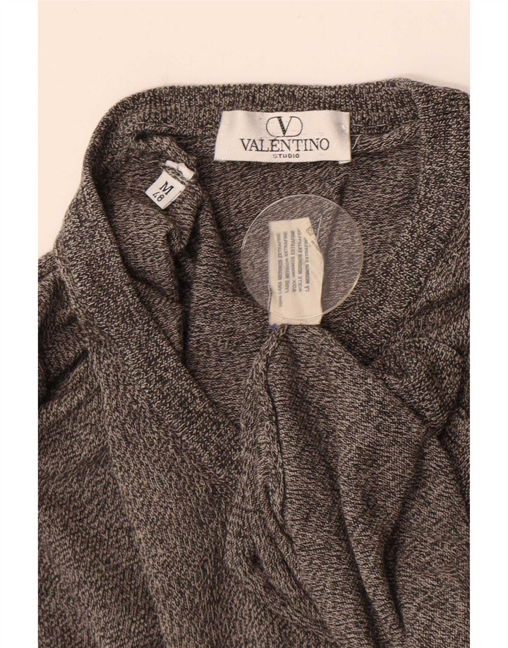 Valentino Herren-Pullover mit V-Ausschnitt IT 48 Mittelgraue Merinowolle