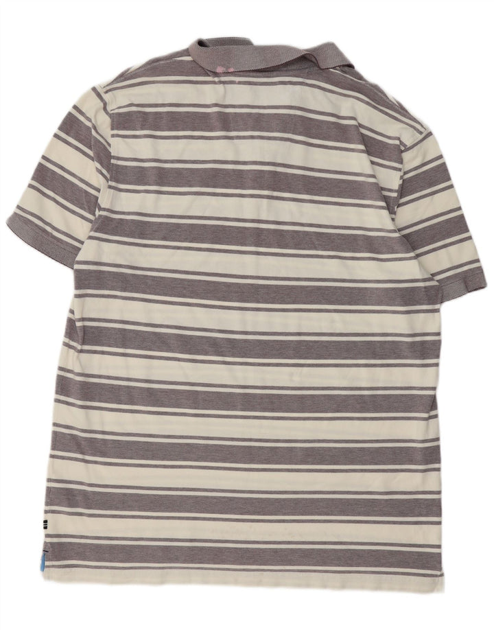 NAUTICA Herren Poloshirt 2XL grau gestreift aus Baumwolle