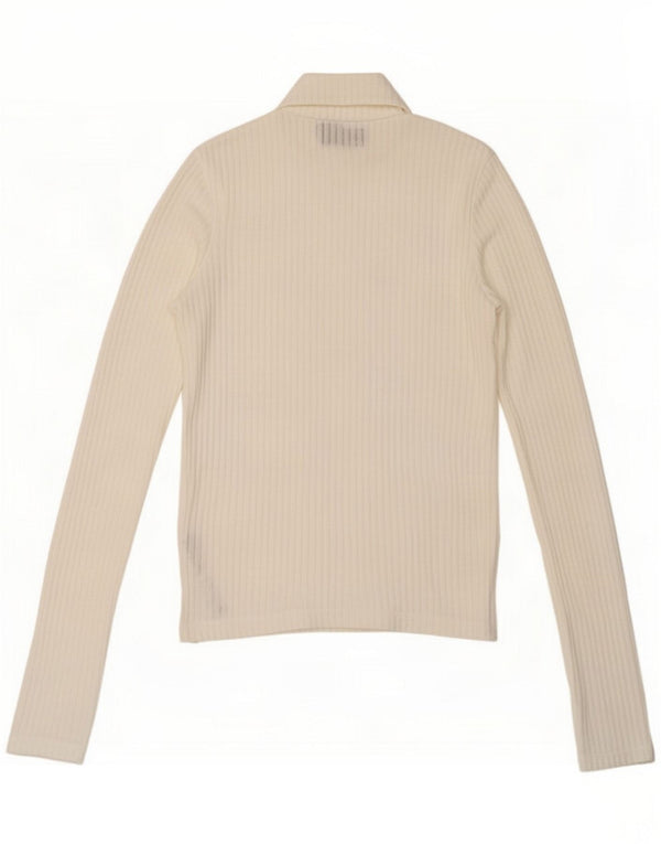 Topshop Damen Top Langarm UK 8 Small Weiß Polyester