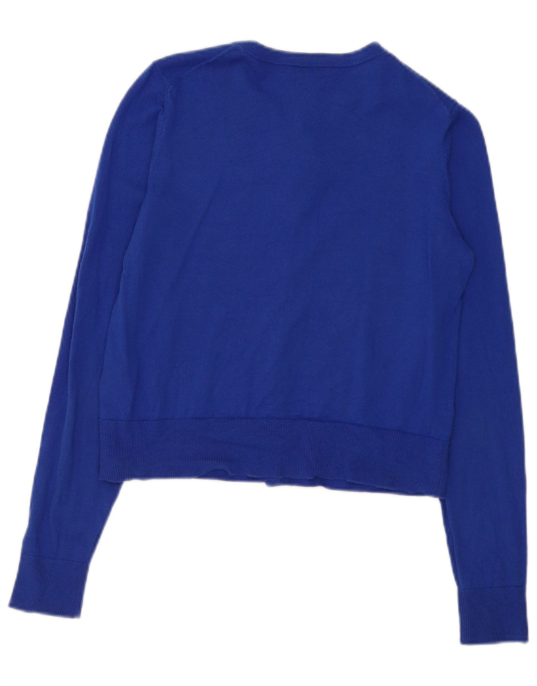 Hobbs Damen Crop Cardigan Pullover UK 12 Mittelblaue Merinowolle