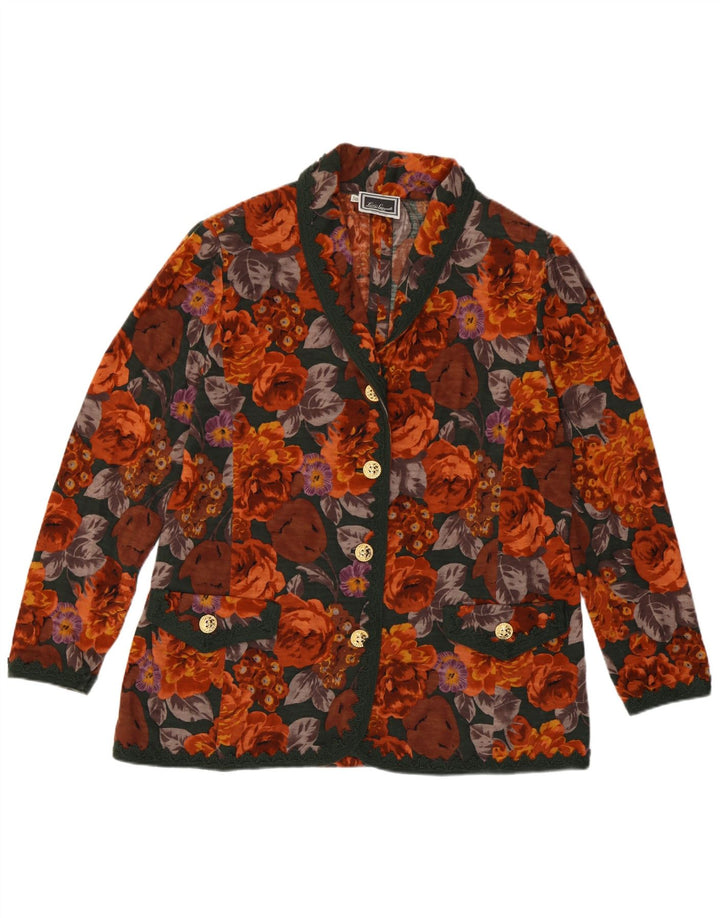 Luisa Spagnoli Damen 4-Knopf-Blazerjacke IT 50 XL Mehrfarbig geblümt