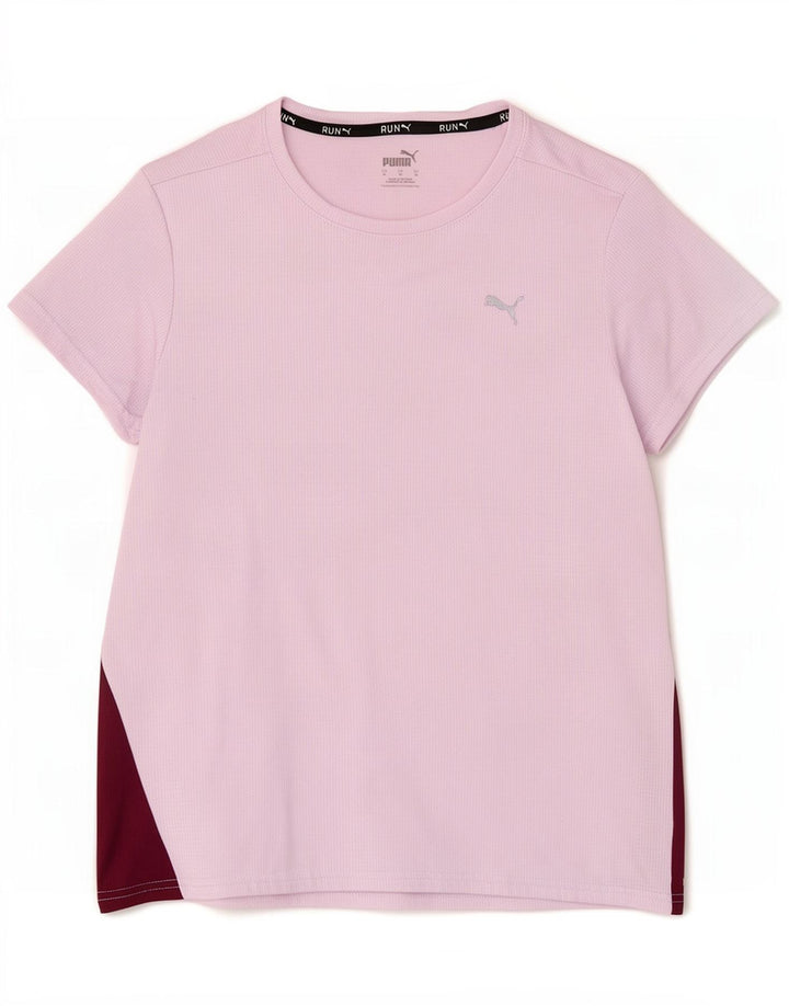Puma Damen T-Shirt Top UK 12 Mittelrosa Colourblock Polyester