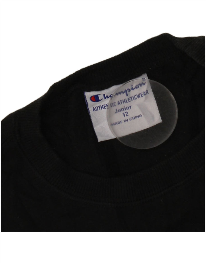 Champion Sweatshirt mit Grafik für Jungen, 11–12 Jahre, schwarze Baumwolle