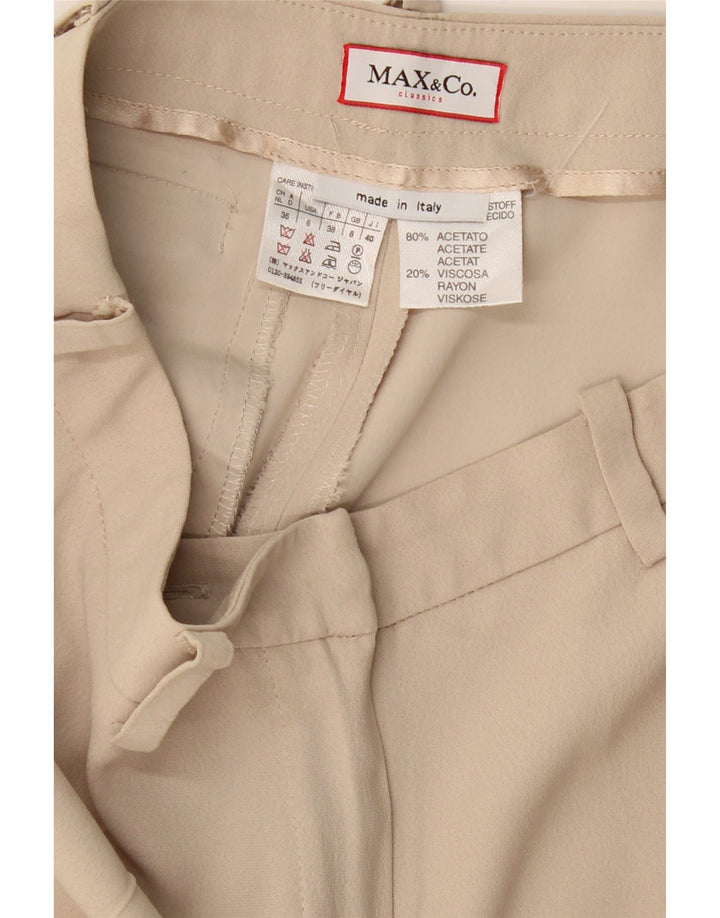 MAX & CO. Damen-Freizeithose mit weitem Bein, UK-Größe 8, Größe S, W26, L28, Beige, Acetat