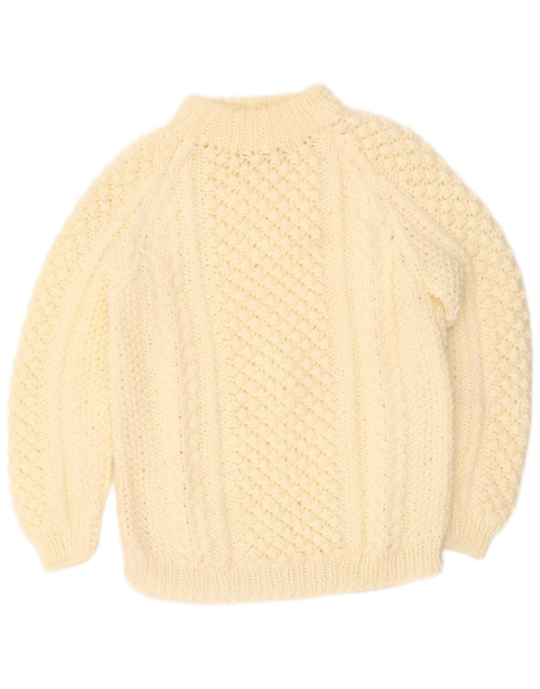 Vintage Damen handgemachter Rollkragenpullover Pullover UK 18 XL Off White