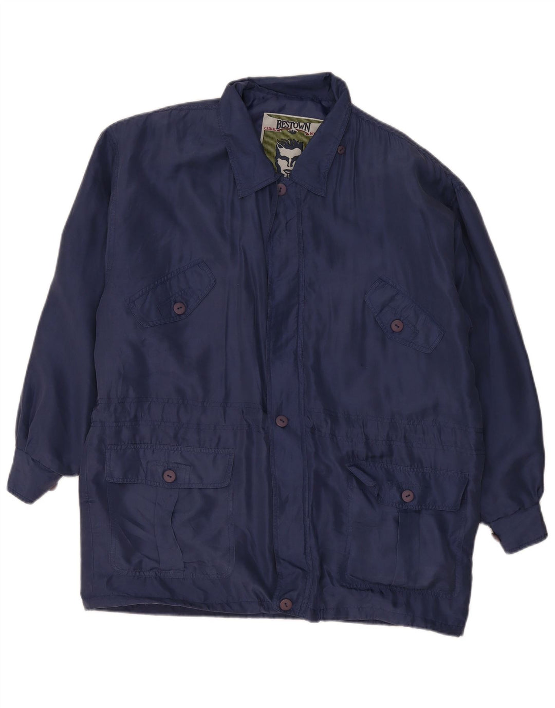 Vintage Herren Loose Fit Utility Jacke UK 36 Kleine blaue Seide