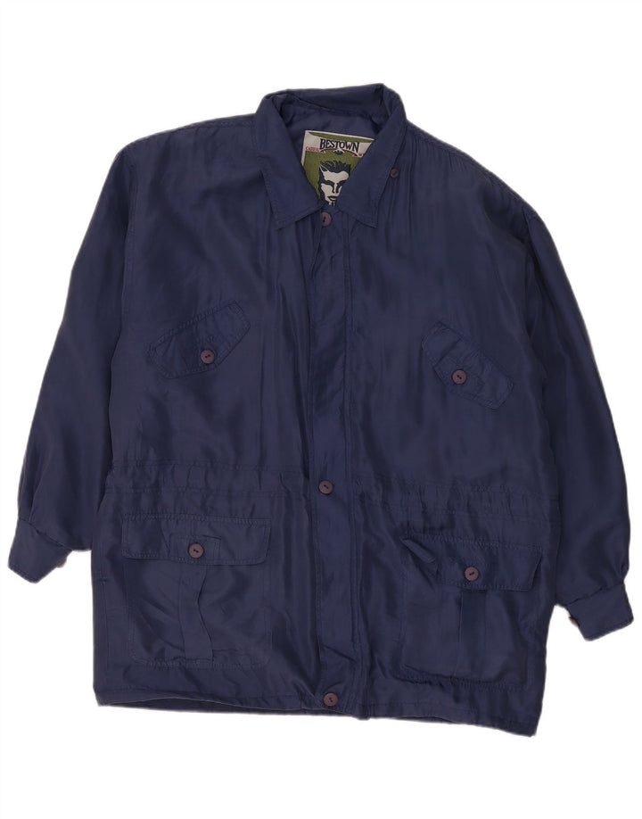 Vintage Herren Loose Fit Utility Jacke UK 36 Kleine blaue Seide