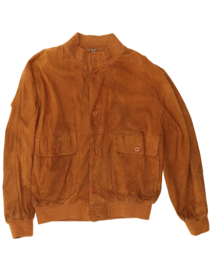 Vintage Herren Wildleder Bomberjacke IT 54 2XL Braunes Leder