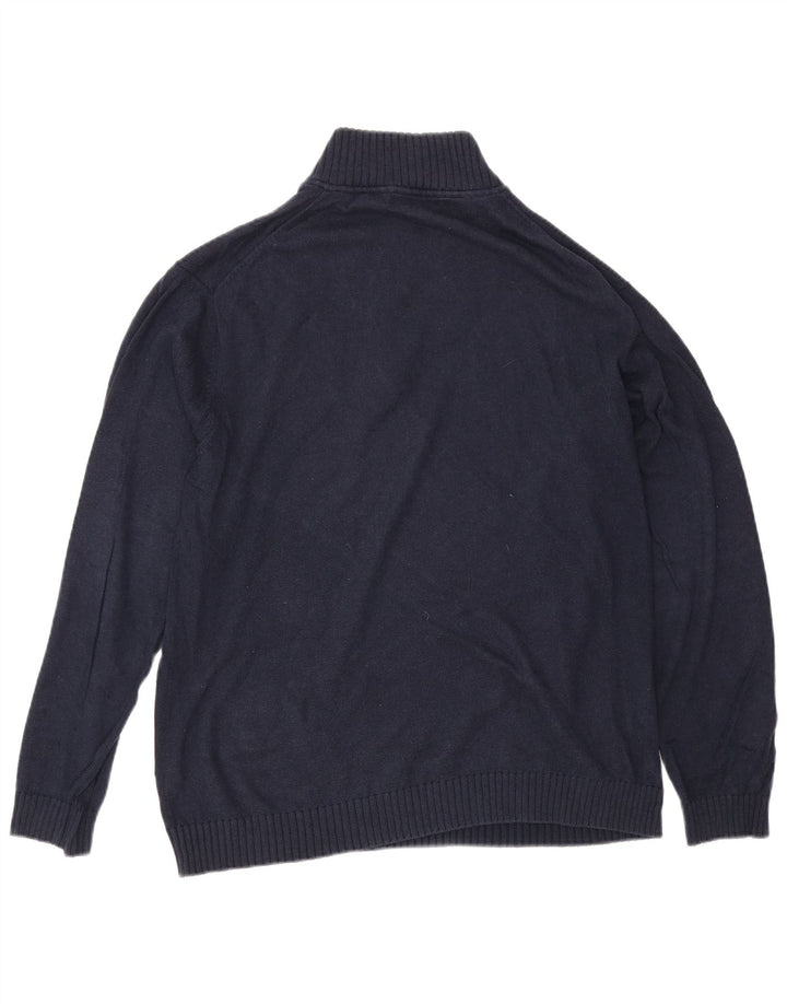 Crew Clothing Herren-Pullover mit Reißverschluss am Hals, groß, marineblaue Baumwolle