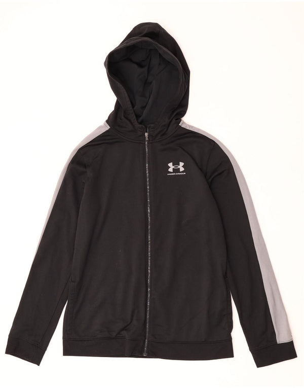 Under Armour Jungen-Kapuzenpullover mit Reißverschluss, 13–14 Jahre, XL, Schwarz, Farbblock