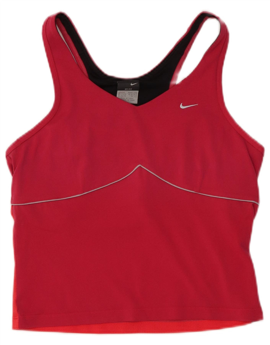 NIKE Damen Dri Fit Crop Vest Top UK 16/18 XL Rosa Farbblock