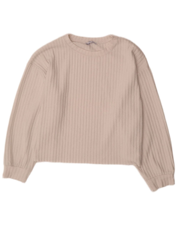 Zara Damen Trafaluc Übergroßes Top Langarm UK 16 Large Weiß Polyester