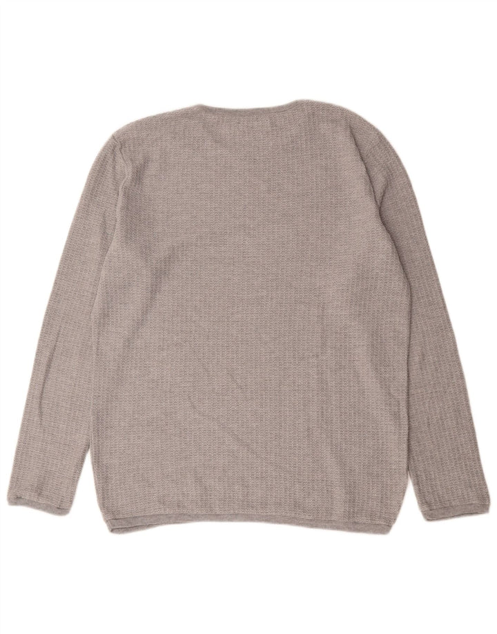 Zara Herren-Pullover mit Rundhalsausschnitt, groß, grau, Polyester