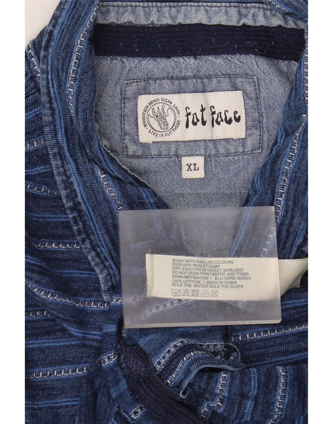Fat Face Herren-Poloshirt XL, blau gestreift, Baumwolle