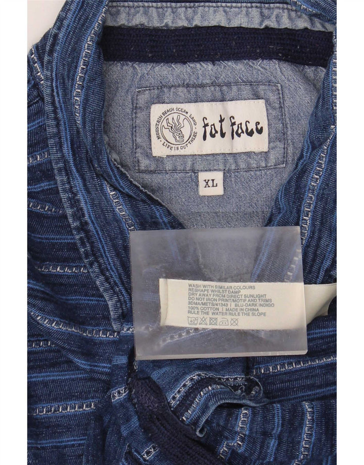 Fat Face Herren-Poloshirt XL, blau gestreift, Baumwolle