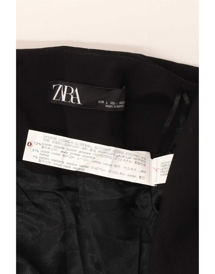 Zara Damen Blazer Jacke UK 14 Large Schwarz Polyester