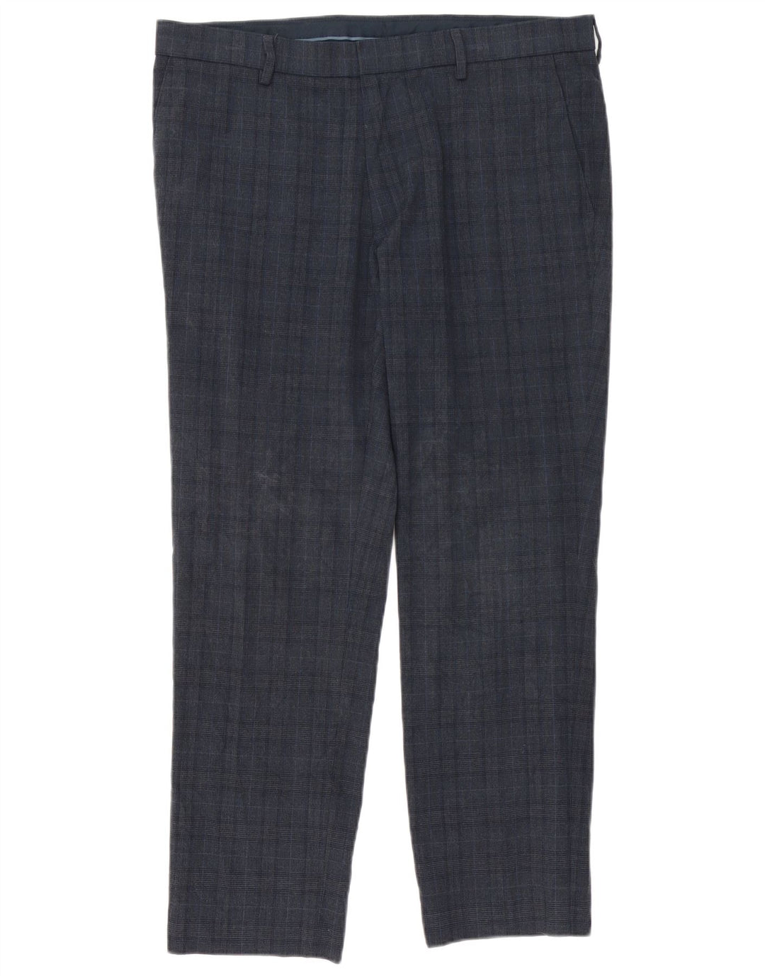 Marks & Spencer Herren-Anzughose in schmaler Passform, W36 L29, Marineblau kariert