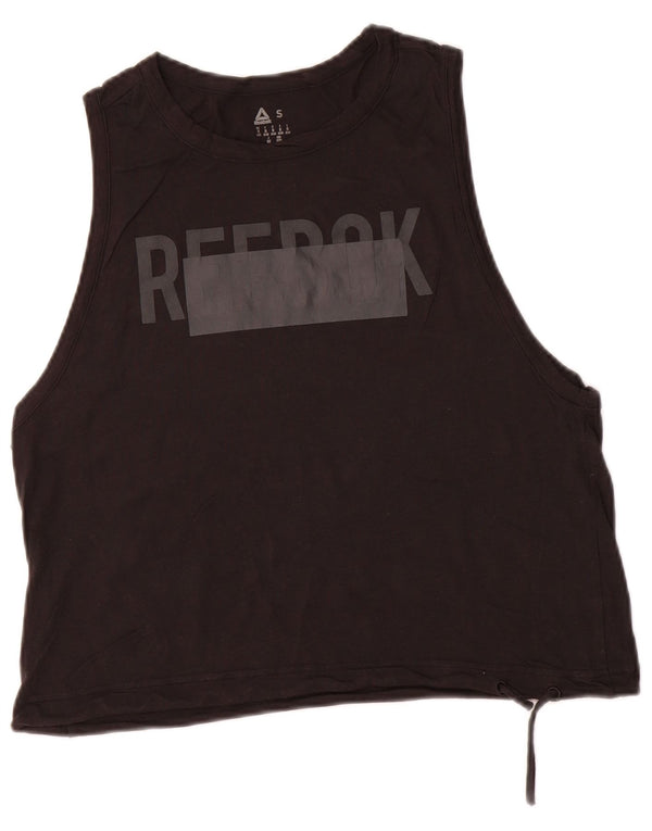 Reebok Damen Graphic Vest Top UK 8/10 Small Schwarz