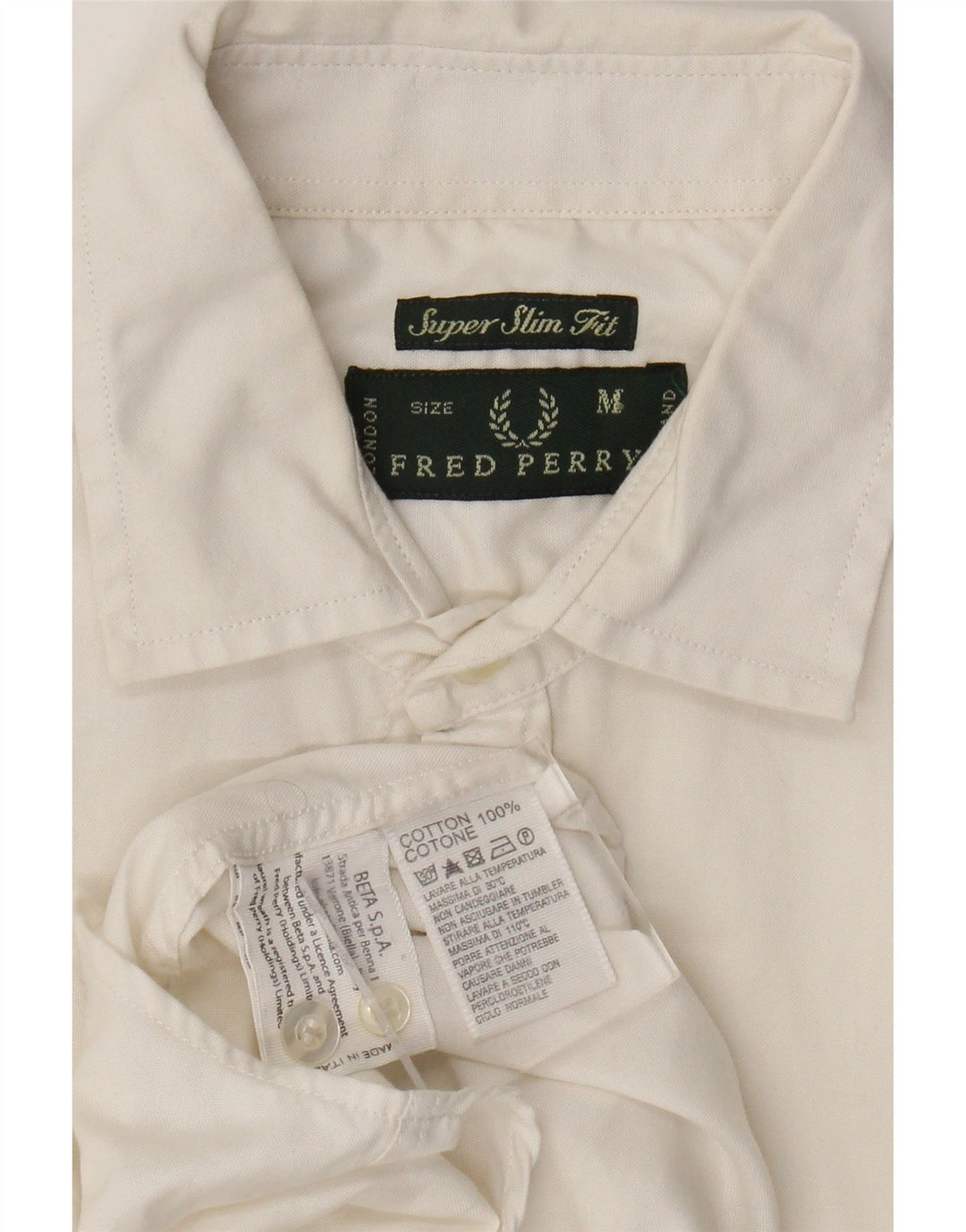 Fred Perry Herren-Hemd, extra schmal geschnitten, mittelweiße Baumwolle
