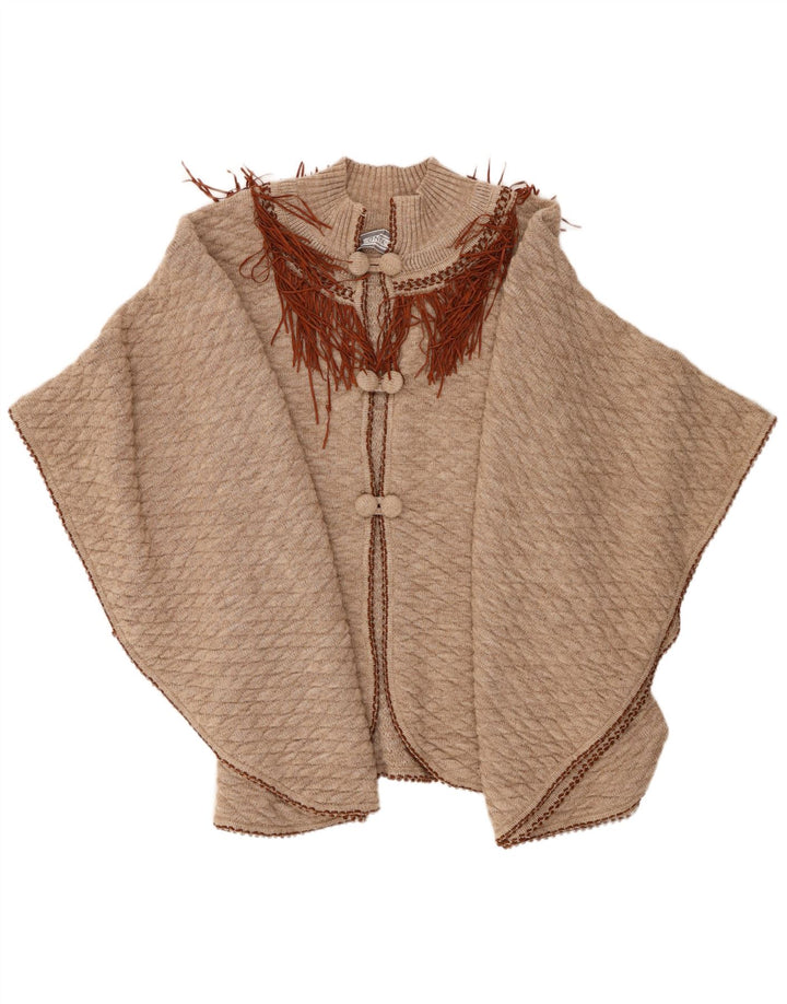 ONYX Damen Poncho-Pullover, Einheitsgröße, Beige, Wolle