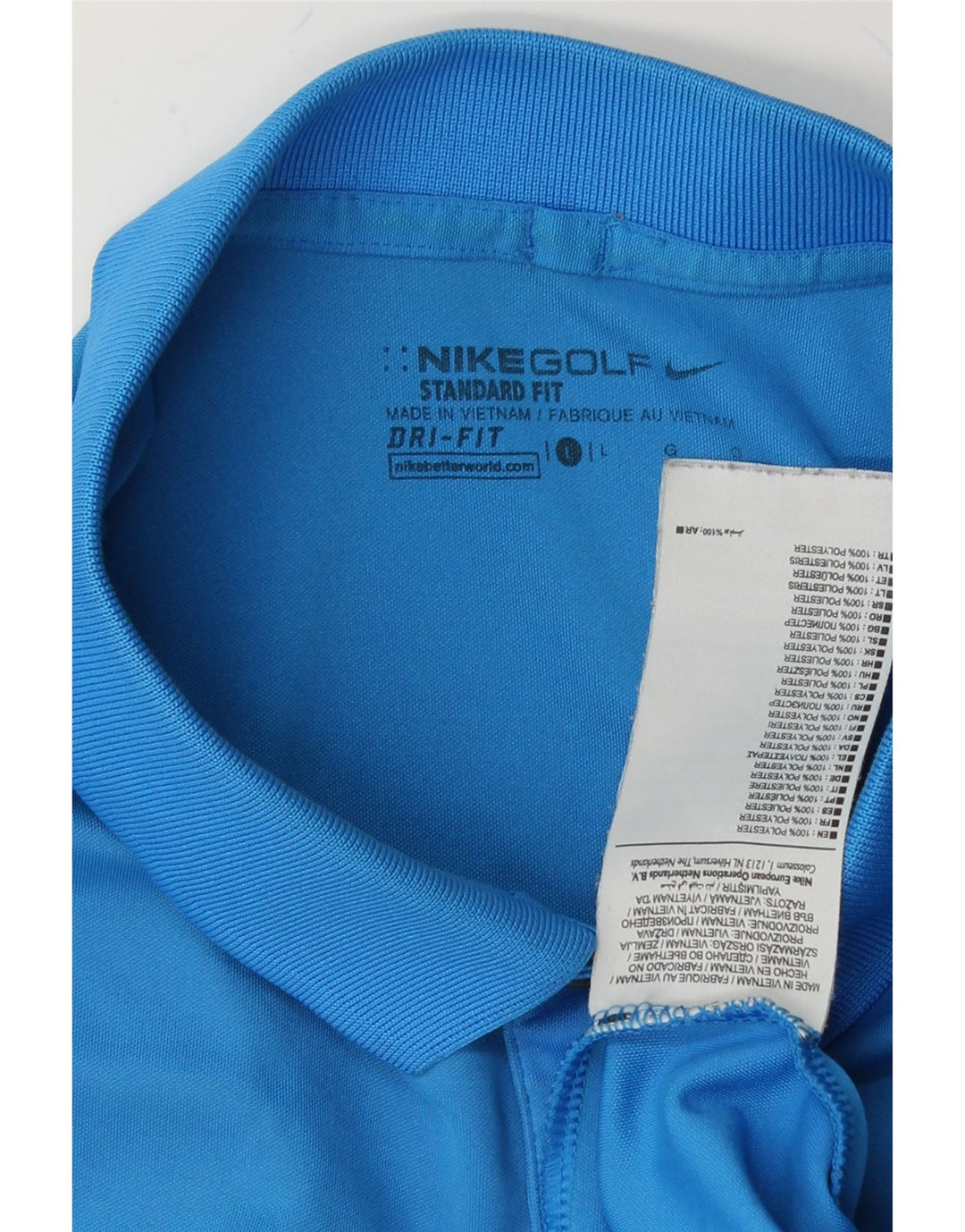 NIKE Mens Dri Fit Standard Fit Polo Shirt Large Blue Polyester Vintage Nike and Second-Hand Nike from Messina Hembry 