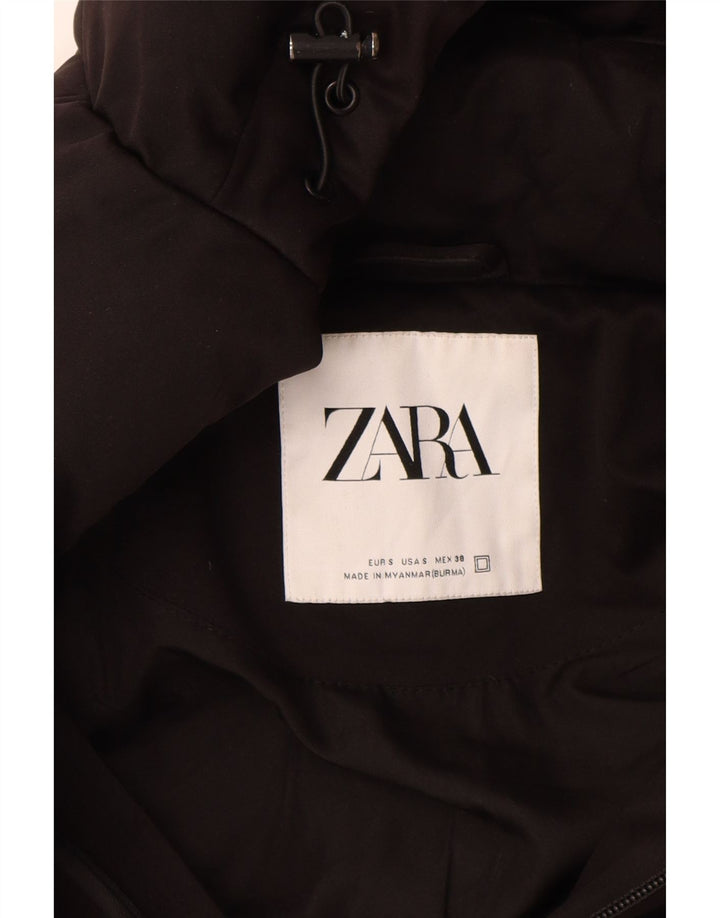 Zara Herren-Jacke mit Kapuze, gepolstert, Größe 36, Größe S, Schwarz, Polyester