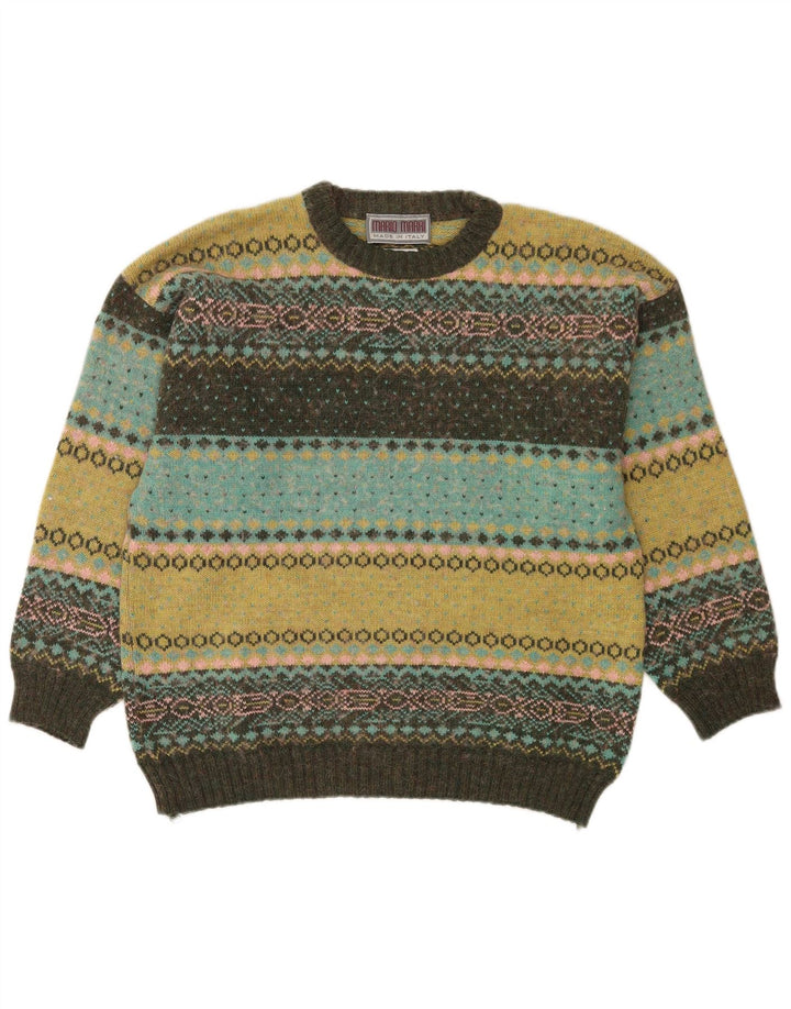 Vintage Herren-Pullover mit Rundhalsausschnitt, mittelgroß, mehrfarbig, Fair Isle