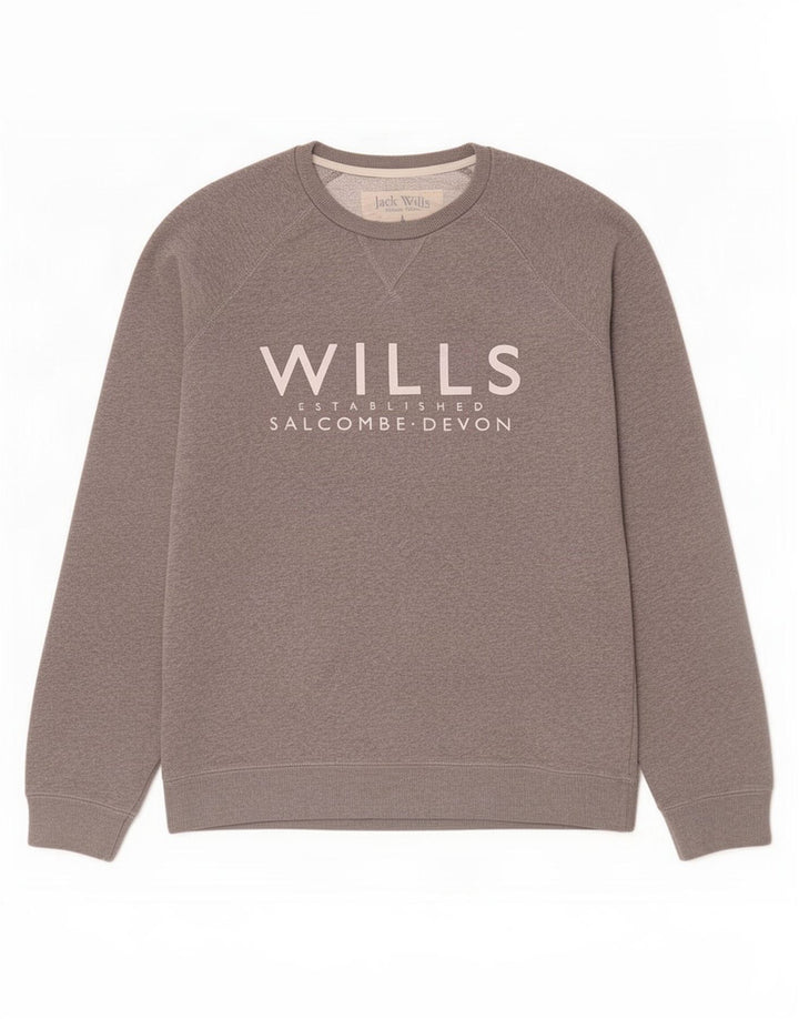 Jack Wills Herren Salcombe Devon Grafik-Sweatshirtpullover, Größe S, Grau, Baumwolle