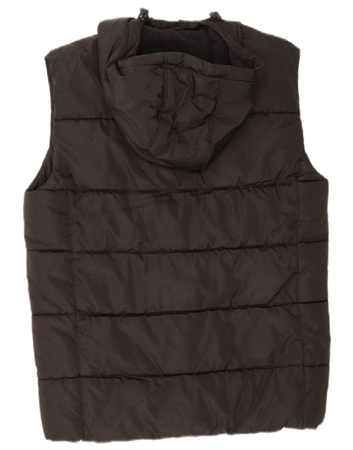 Superdry Herren-Weste mit Kapuze, gepolstert, UK 36, Größe S, Schwarz, Polyester