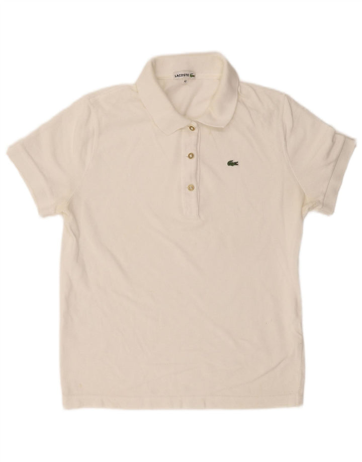 LACOSTE Damen Poloshirt Größe 42 Large Weiß
